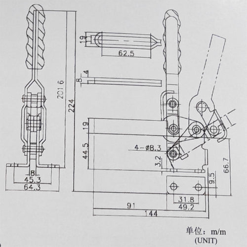 12265 370KG Holding Capacity Heavy Duty Vertical Action Toggle Clamp