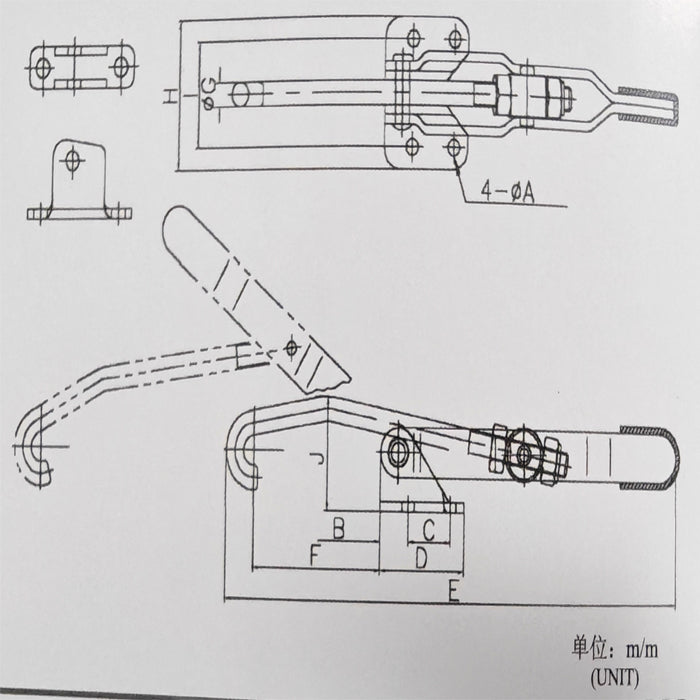 451 170KG Push Pull With Plunger Toggle Clamps